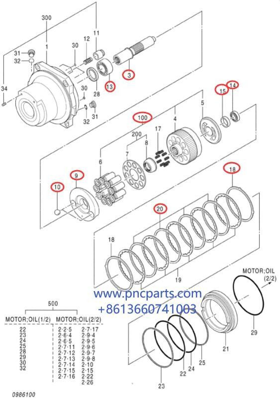 ZX450-3 9262852 Travel Motor Rebuid Kit MSF-340VP-FL1 Hydraulic Components