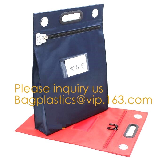 Zipper Vinyl PVC Leather Bank Deposit Bags Bank Deposit Bag With Key Ring,Locking Courier Bag 1000 Denier Nylon Combinat