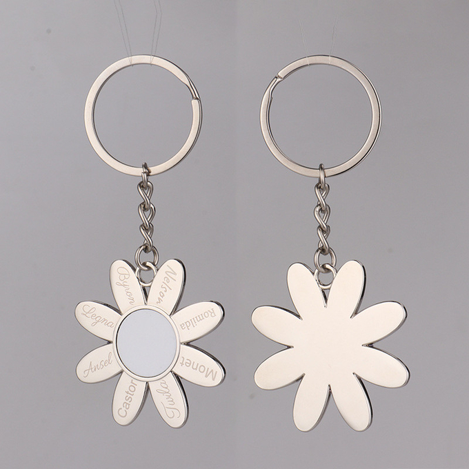 Flower Shape Metal Sublimation Keyring DIY Printing Photo Lovers Flower Necklace
