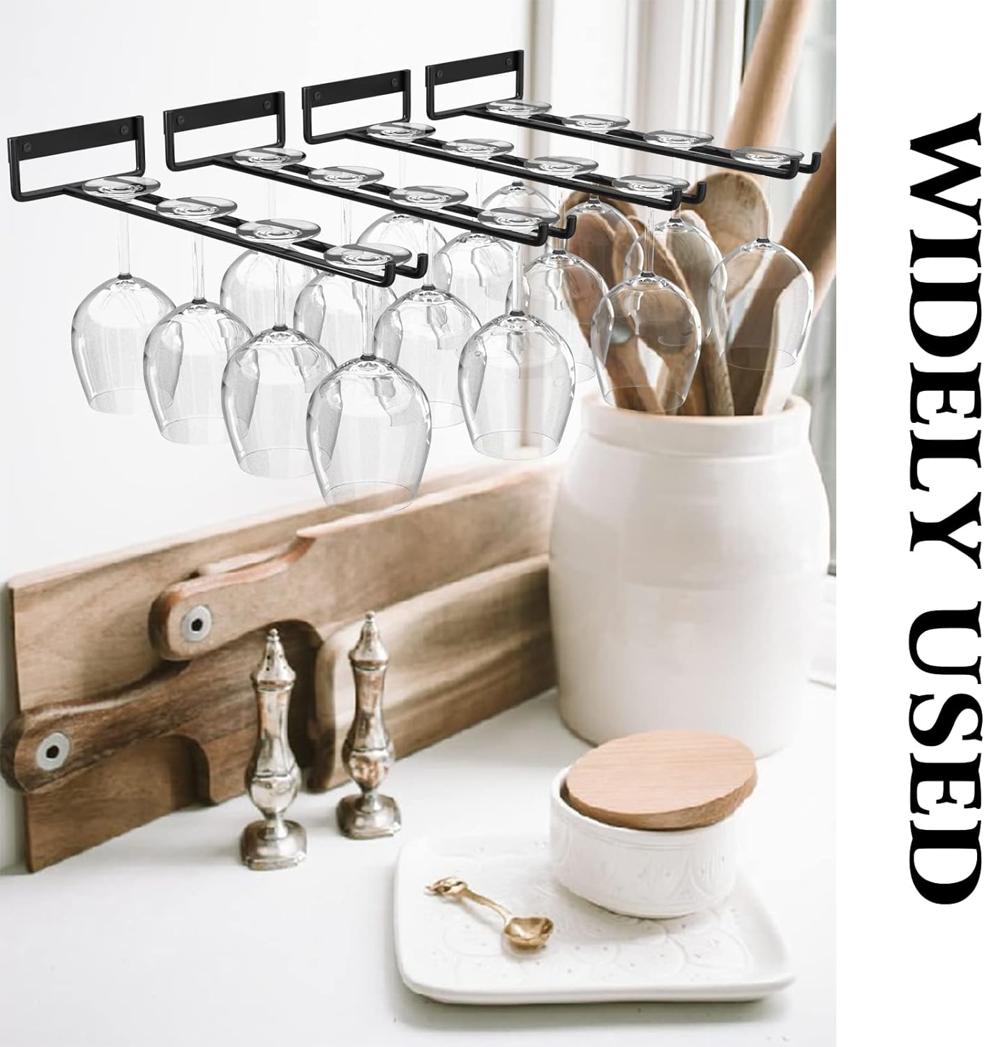 Functional Design Metal Wine Glass Holder for Under Cabinet Organization and Storage