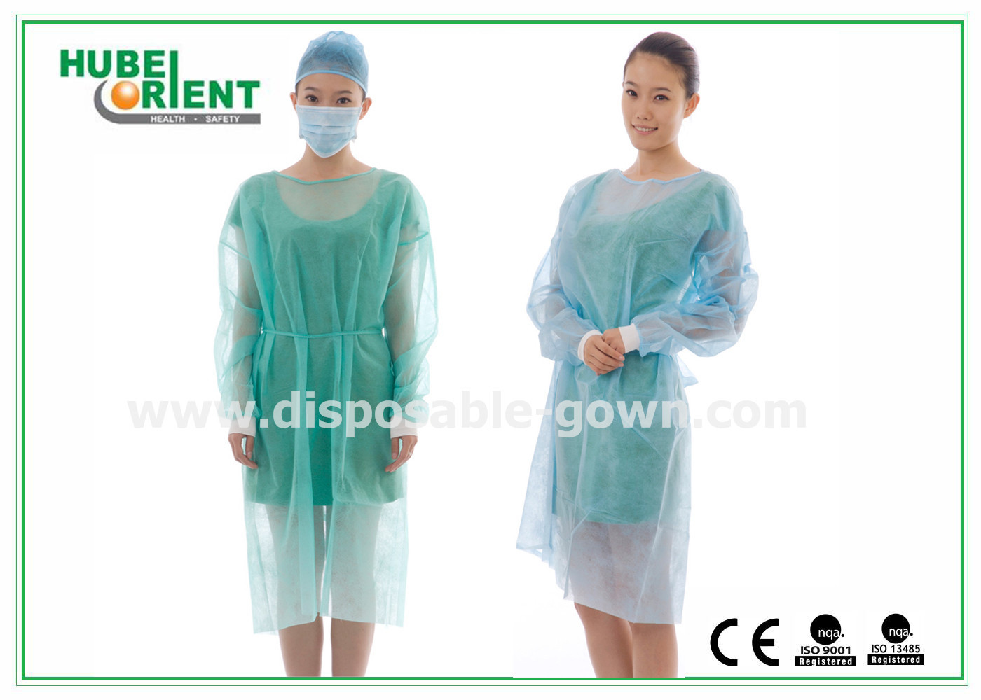 18g/M2 Polypropylene Disposable Isolation Gowns With Elastic Wrist