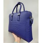 Authentic Crocodile Belly Skin Matt Finished Businessmen Blue Briefcase Genuine