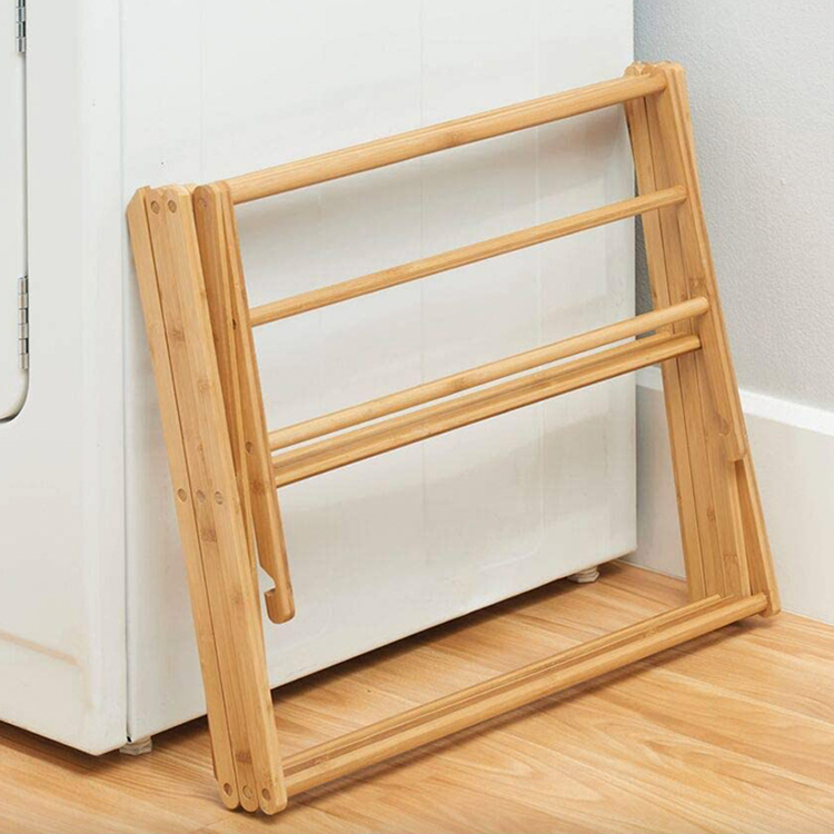 Sustainable Multifunctional Bamboo Vertical Folding Drying Rack and Versatile Storage