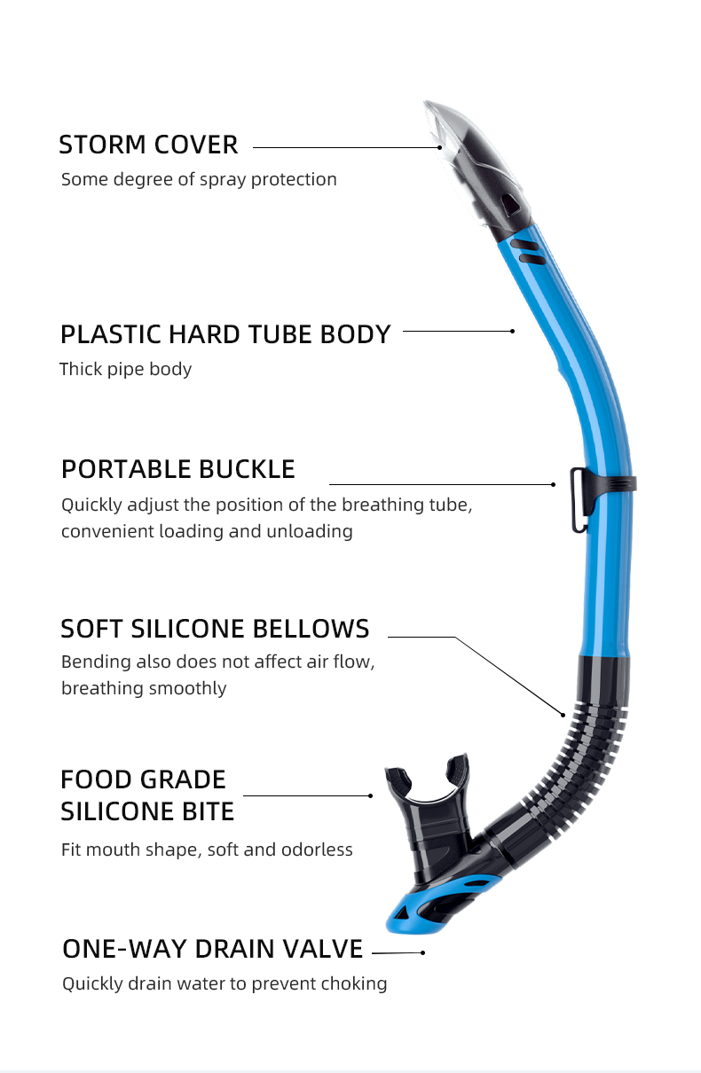 Semi Submarine Swim Training Snorkel Set For Adult Diving Spearfishing PVC Silicone