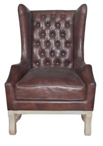 Quality Hotel Living Room Antique Leather Armchairs Chesterfield High Back Armchair wholesale