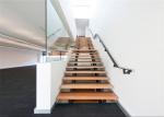 CFoshan Steel Structure Straight Flight Staircase , Durable Double Beam Design