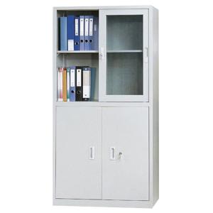 Quality Sliding Door Steel Filing Cabinet Knock Down Metal Stationery Cupboard With Lower Swing Doors wholesale
