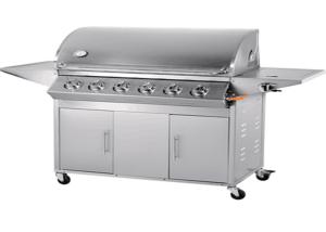 Quality Outdoor Kitchen Stainless Steel 6 Burners temperature gauge Gas BBQ Grill wholesale