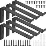 Garage and Kitchen Floating Shelves Hardware Heavy Duty Black Metal Brackets
