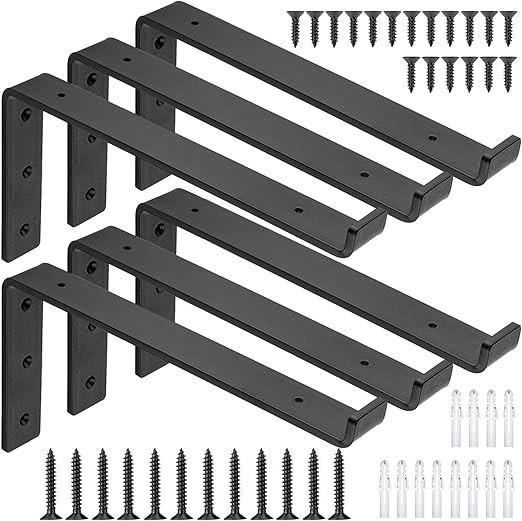 Garage and Kitchen Floating Shelves Hardware Heavy Duty Black Metal Brackets