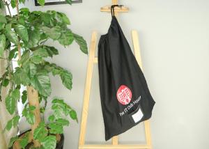 Quality Black Single Drawstring Cotton Canvas Bag 28 x 35cm For Shopping Grocery wholesale