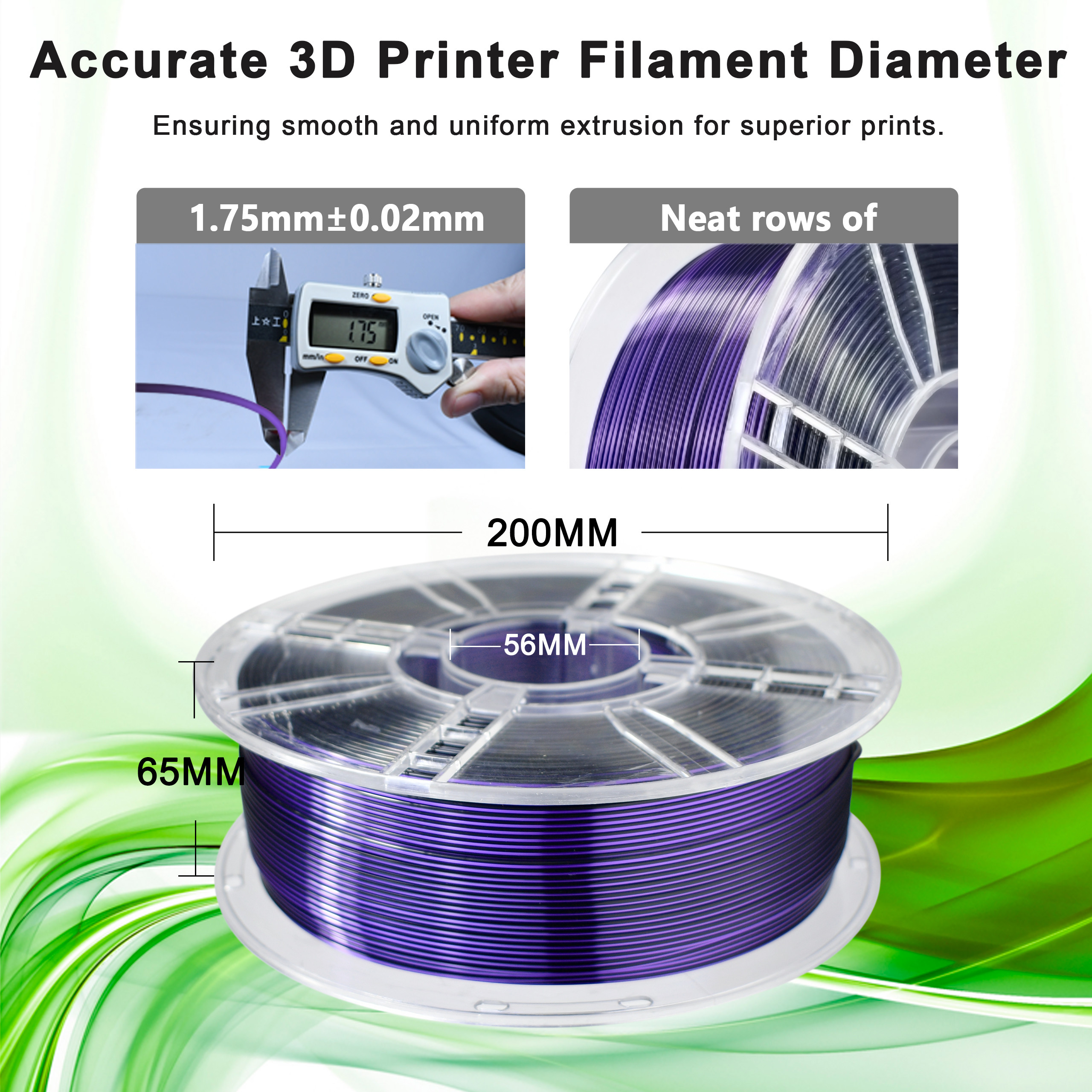 3D Printer Filament PLA Pro Toughness Enhanced Silk Dual Color Purple Black Filament