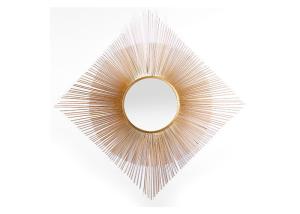 Quality Round Mirrored Wall Art Gold Sunburst Square Metal Frame Modern Home Decoration wholesale