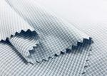 100 Percent Polyester Shirt Fabric Gingham Warp Knitted Grey Checks 130GSM