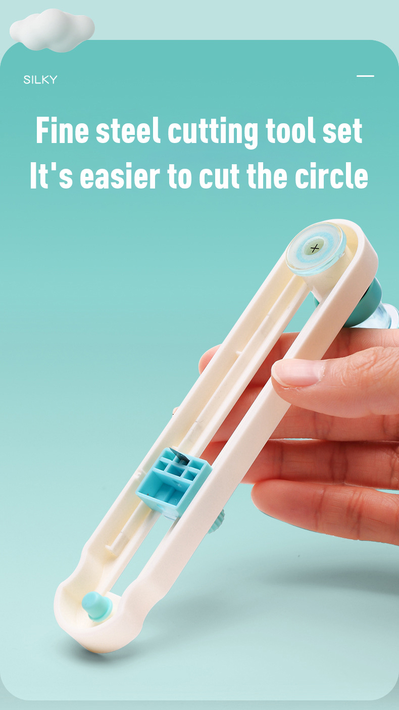 Manual Rotating Compass Knife Fillet Cutter Round Paper Utility Knife Cutting Tool for DIY