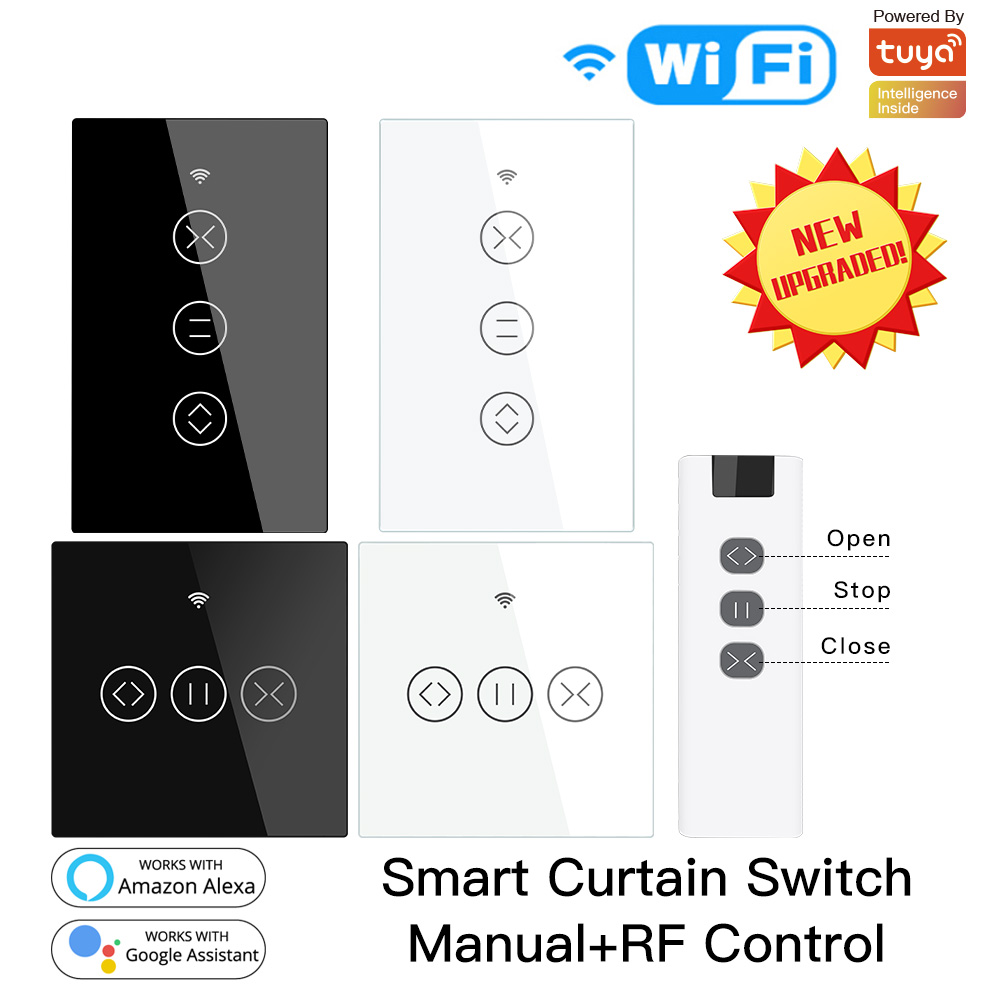 Wireless Remote Curtain Switch WiFi RF 2/3 Way Curtain motor Accessories with Remote Control Wall Touch Switch Tuya Smar