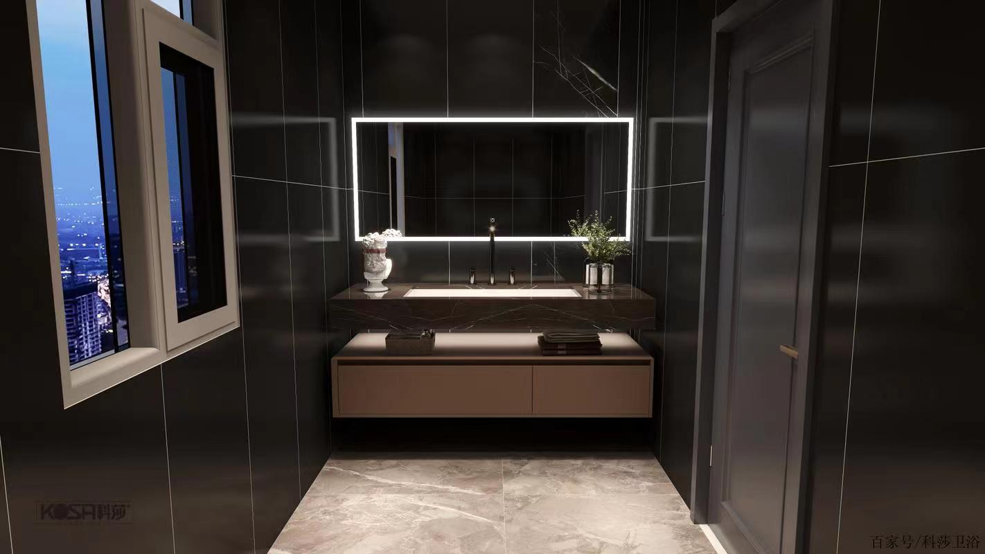 Customized Color Bathroom Vanities Modern LED Mirror Cabinet and Sink Collection