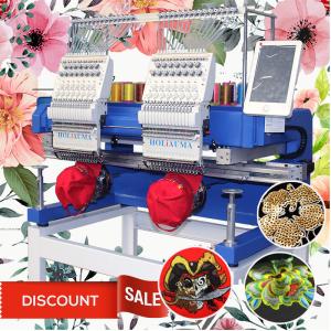 Quality 400*500mm two head embroidery machine 15 needles cap t-shirt flat 3d sequin commercial embroidery machine for sale wholesale