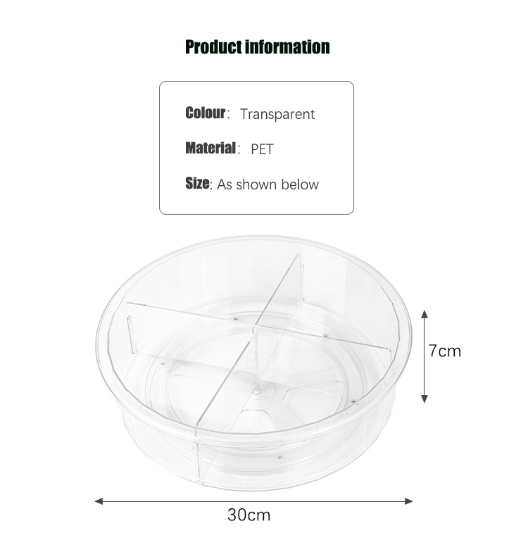 2 Dividers PET Plastic Lazy Susan Organizer Turntable Kitchen Organizer