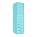 Blue Knock Down 10 Drawers Mobile Metal File Cabinet