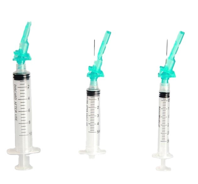 CE ISO 3 Parts Luer Lock Safety Vaccination Syringe With Safety Needle