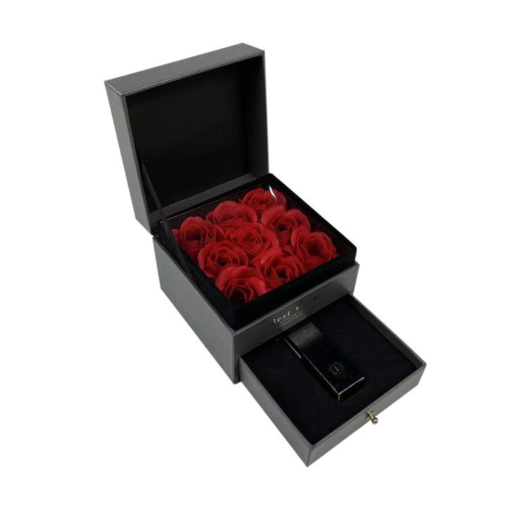 Handmade Romantic Bouquet Creative Valentine Luxury Gift Box Packaging Custom Cardboard Sliding Drawer
