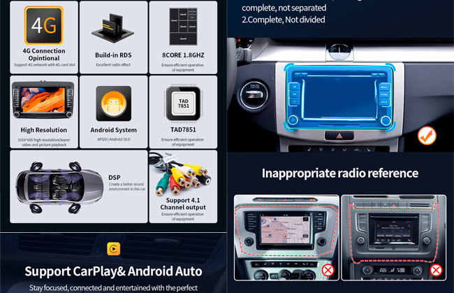 GPS Navigation VW Car Radio 2+32G Bluetooth 9 Inch Android Car Stereo Passat Tiguan