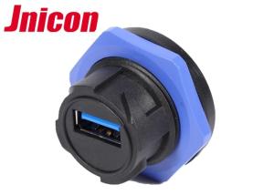Quality Push Locking Waterproof Mini USB Connector Female Blue And Black Assembly Type wholesale