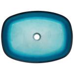 Sky Blue Handmade Rectangular Vessel Sinks Tempered Glass 12mm