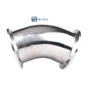 Quality 304 316 Stainless Steel 45 Degree Quick Mounting Elbow Sanitary Clamp Elbow 3A DIN wholesale