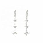 Gold Plated 925 Silver Brazilian Starburst Long Dangle Hoop Earrings for Women