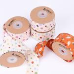 Round Dot Printed Polyester Ribbon 25mm-38mm Cotton Christmas Ribbon