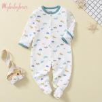 In stock Fold Hand and Snap Feet Design 100% Cotton Baby Romper Jumpsuit Baby