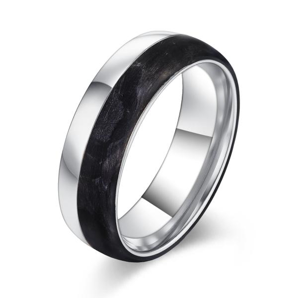 2025 New Arrival Plated Gold and Rose Gold Forged Carbon Fiber Wedding Bands