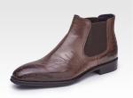 Full Grain Leather Mens Side Zip Dress Boots Round Toe Mens Black Leather Boots