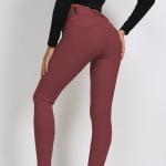 Dark Brown Four Way Stretch Equestrian Tights Full Silicone Women Riding