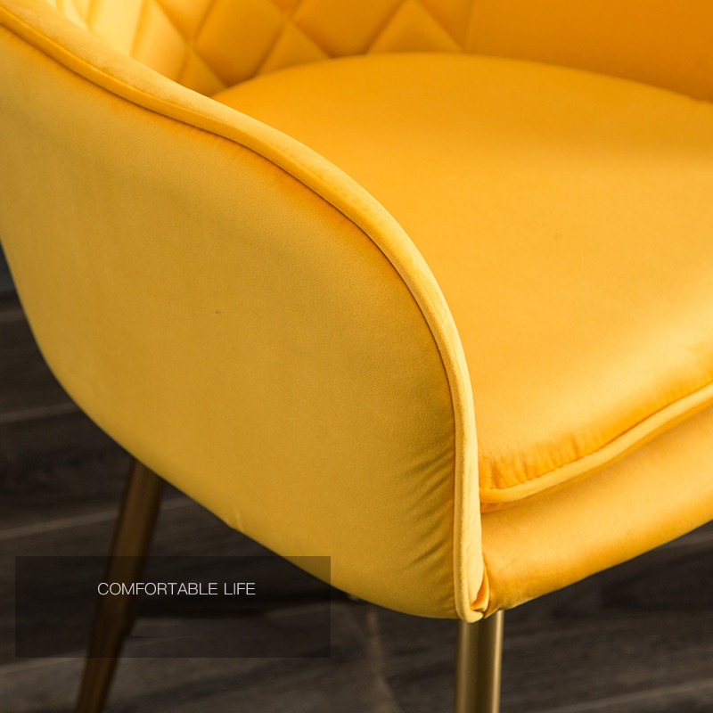 Velvet Upholstered Accent Dining Chairs 43cm 44cm Green Orange With Golden Legs