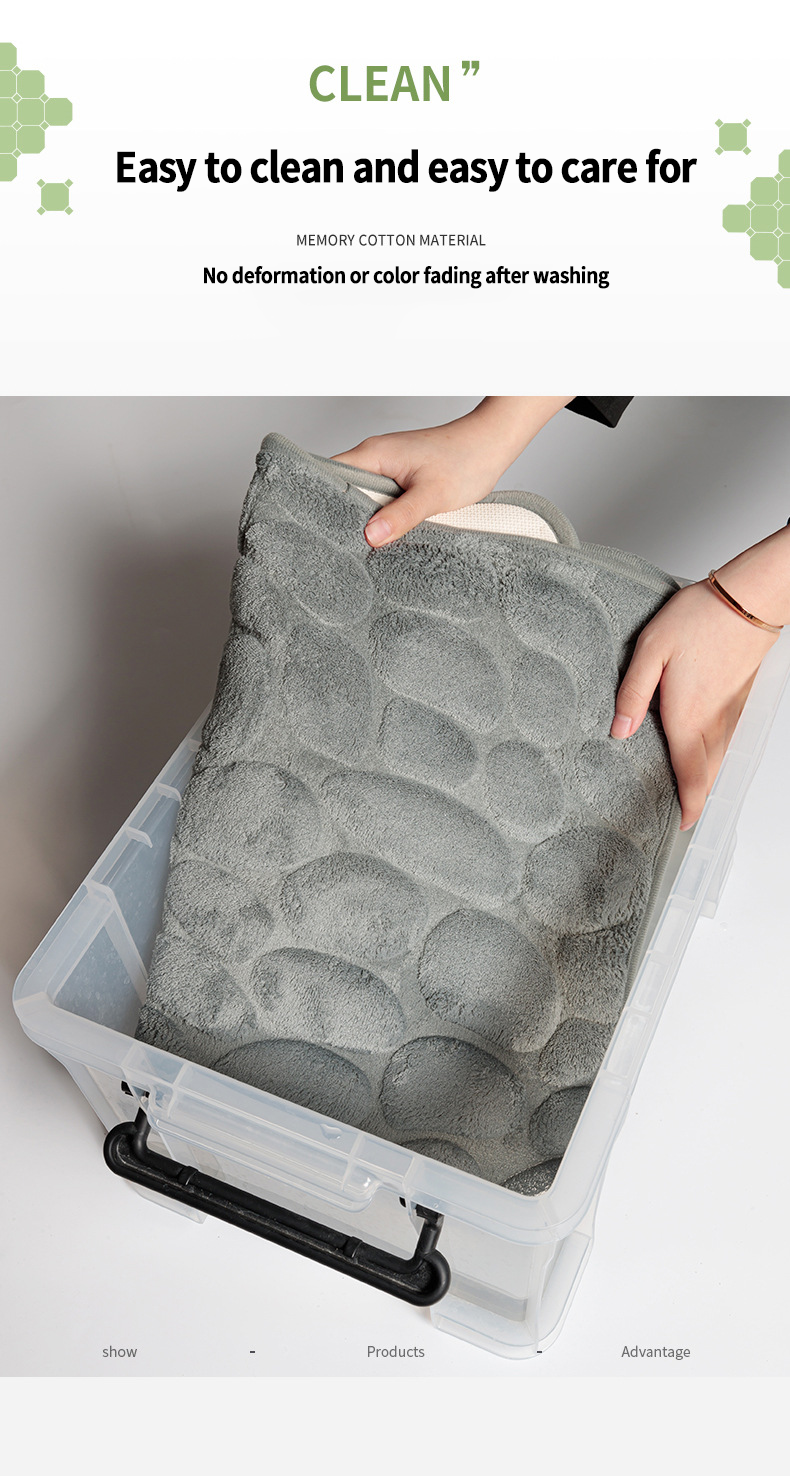 Custom Logo Cobblestone Embossed Bathroom Non-slip Carpets for Bathtub and Shower Room