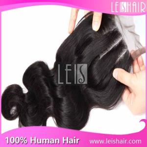 Quality best selling 100% human hair three parting lace closure wholesale