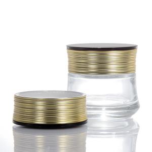 Quality Glass Cream Jar New Design White Clear Compartments Platinum Lid Glass Jar Cream Luxury wholesale
