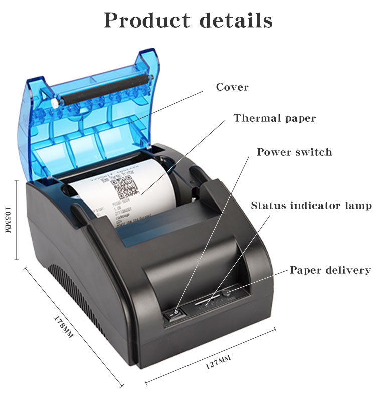 POS80D 80MM Usb Wireless Inkless Thermal Receipt Printers with Wireless