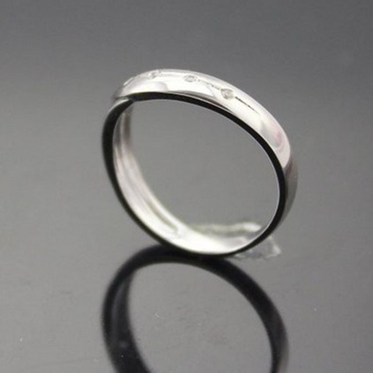 White Gold Plated Sterling Silver Wedding Ring with White Cubic Zircon(F75)