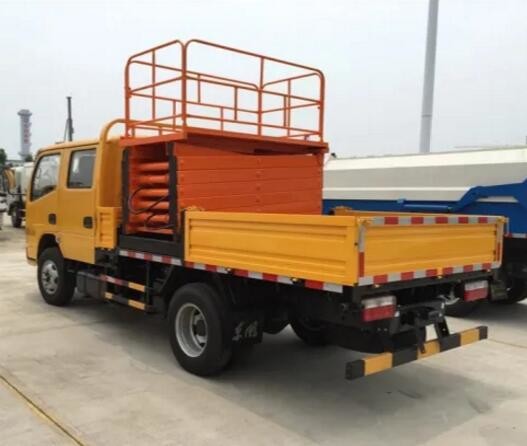 9 Meters Orange Color Truck Mounted Scissor Lift with 300Kg Loading Capacity