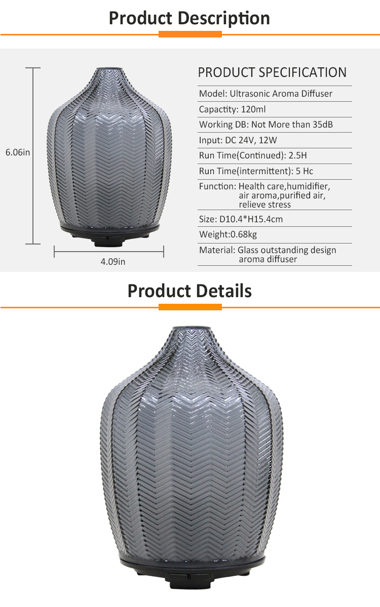 Homefish OEM Commercial Art Glass Aroma Diffuser Nebulizer Essential Oil 120ml Scent Machine Ultrasonic