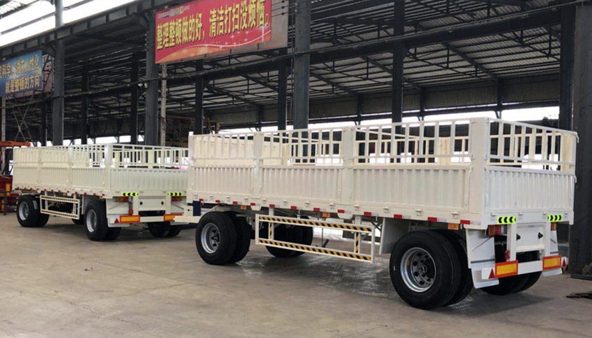 20 Ton Cargo Dump Semi Trailer Truck with 2 Axles Full Trailer Drawbar and Leaf Spring