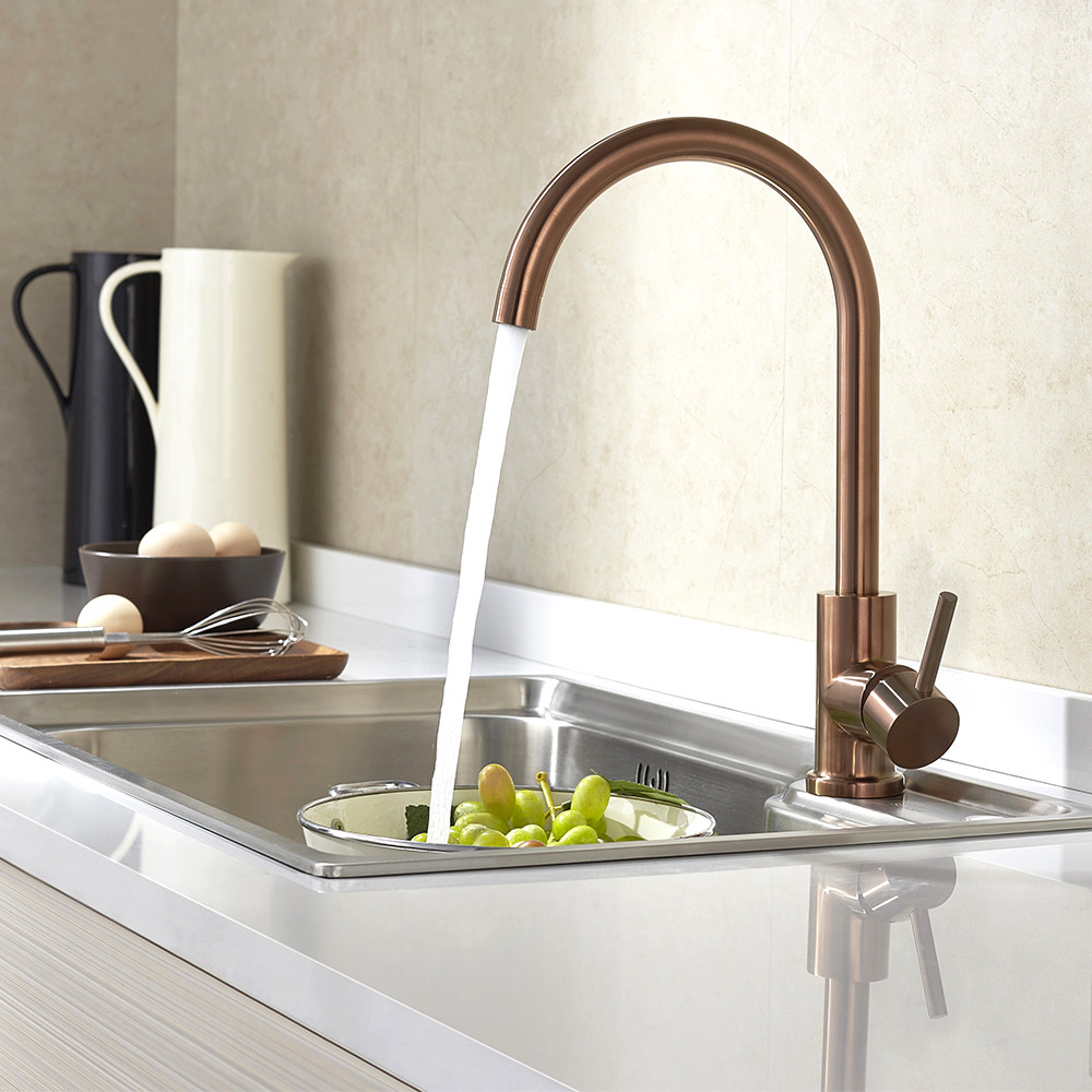 Stainless Steel 304/316 Material Kitchen Fitting Single Handle Sink Faucet Hot Sales Water Faucet With Copper Color