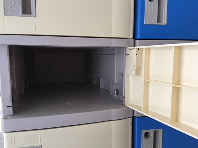 4 Comparts 1 Column Primary School Lockers Beige , Cool School Lockers For Staff Rooms