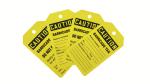 Plastic Caution Tag Vinyl Rectangle Yellow Safety Tag