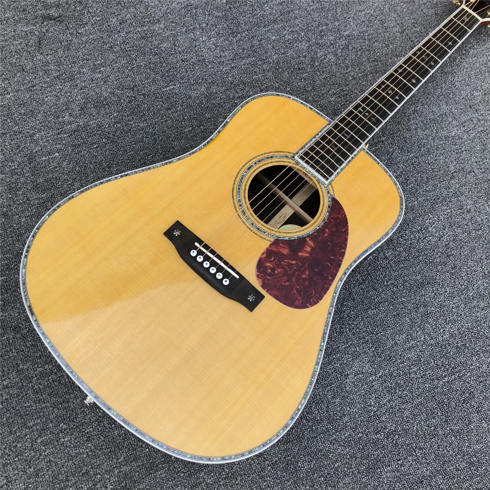 All Real Abalone D style acoustic guitar,Ebony fingerboard OEM custom 41 inches Solid spruce top Guitar Free shipping