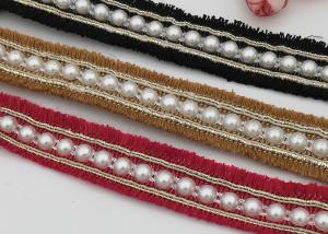 Quality Beaded Decorative Elastic Bands Red / Yellow / Black For Girls Shoe Decoration wholesale